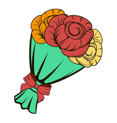 Bouquet roses icon cartoon Royalty Free Vector Image