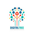digital tree - logo design computer net vector image