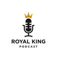 royal king podcast logo with golden crown icon vector image