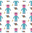 cartoon print with cute space bulls vector image vector image