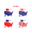 iowa map with usa flag design vector image