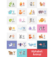 cute cartoon animals alphabet for children vector image