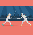 two people doing fencing fencing championship vector image