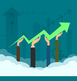businessmen are holding a growth chart arrow vector image