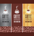 coffee labels with cup barcode and beans vector image vector image
