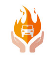 insurance car icon fire design hand vector image