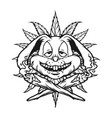 bunny head joint smoking weed leaf silhouette vector image vector image