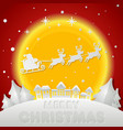 merry christmas santa claus on night sky in city vector image vector image