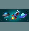 set of cosmos icons space rocket ufo ship vector image vector image