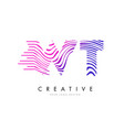 wt w t zebra lines letter logo design vector image