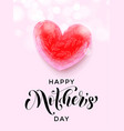 happy mother day pink heart flower greeting card vector image vector image