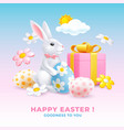 easter greeting banner with cute bunny vector image vector image