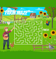 labyrinth maze help the old farmer find a rooster vector image vector image