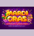 advertising banner template for mardi gras vector image
