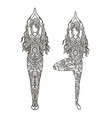 yoga girl with mandala set ornamental feminine vector image vector image