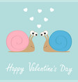 happy valentines day snail icon pink and bue vector image vector image