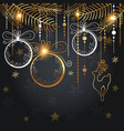christmas background with golden decorations vector image