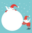 two cute gnomes with big snow ball vector image vector image