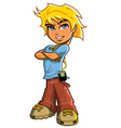 blonde boy with headphones vector image vector image