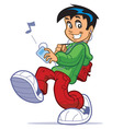boy listening to music vector image vector image