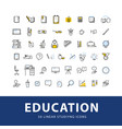 collection flat simple linear education icons vector image