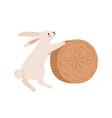 cute rabbit with moon cake for mid-autumn festival vector image vector image