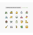 line icons camping equipment open air tourism vector image