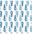 blue seahorses seamless pattern vector image vector image