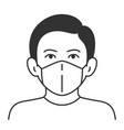 boy wearing hygienic mask vector image vector image