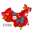 china map design chinese symbols and objects vector image