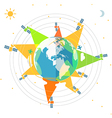 flat design of the earth in space and satellites vector image vector image