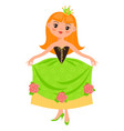 princess curtsey lovely red hair girl in flower vector image