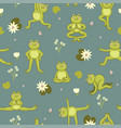 seamless pattern with cute yoga frogs image vector image vector image