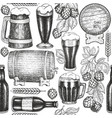 beer glass mug and hop seamless pattern hand vector image vector image