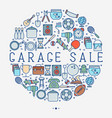garage sale or flea market concept in circle vector image vector image
