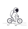funny astronaut rides on bicycle moon vector image