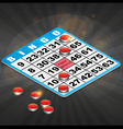 isometric bingo card with winning chips vector image vector image