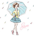 fashion girl in autumn clothes vector image vector image