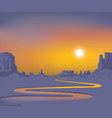 western landscape with desert and river at sunset vector image