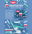 dentistry treatment poster dental accessory vector image vector image