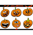 halloween pumpkins cartoon set vector image