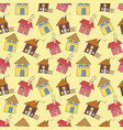 pattern seamless kids with home doodle coloring vector image