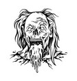 zombie clown head cartoon silhouette vector image vector image