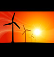windmill turbine generators at sunset vector image vector image