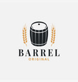 barrel logo with wheat on white background vector image