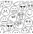 faces seamless pattern emotions doodle vector image vector image