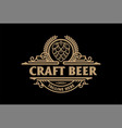 vintage hops flower with wheat laurel leaf badge vector image