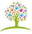 tree with hands and hearts vector image vector image