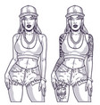 trendy cool girl monochrome sketch vector image vector image