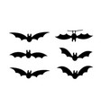 bats icon set bat black silhouette with wings vector image